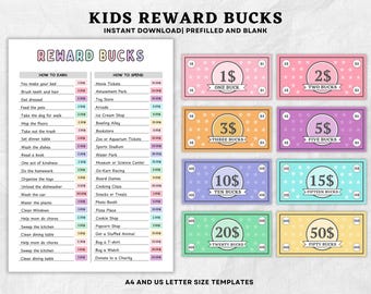 Printable Kids Reward Bucks | Editable Chore Coupons | Mom Bucks & Good Behavior Reward System