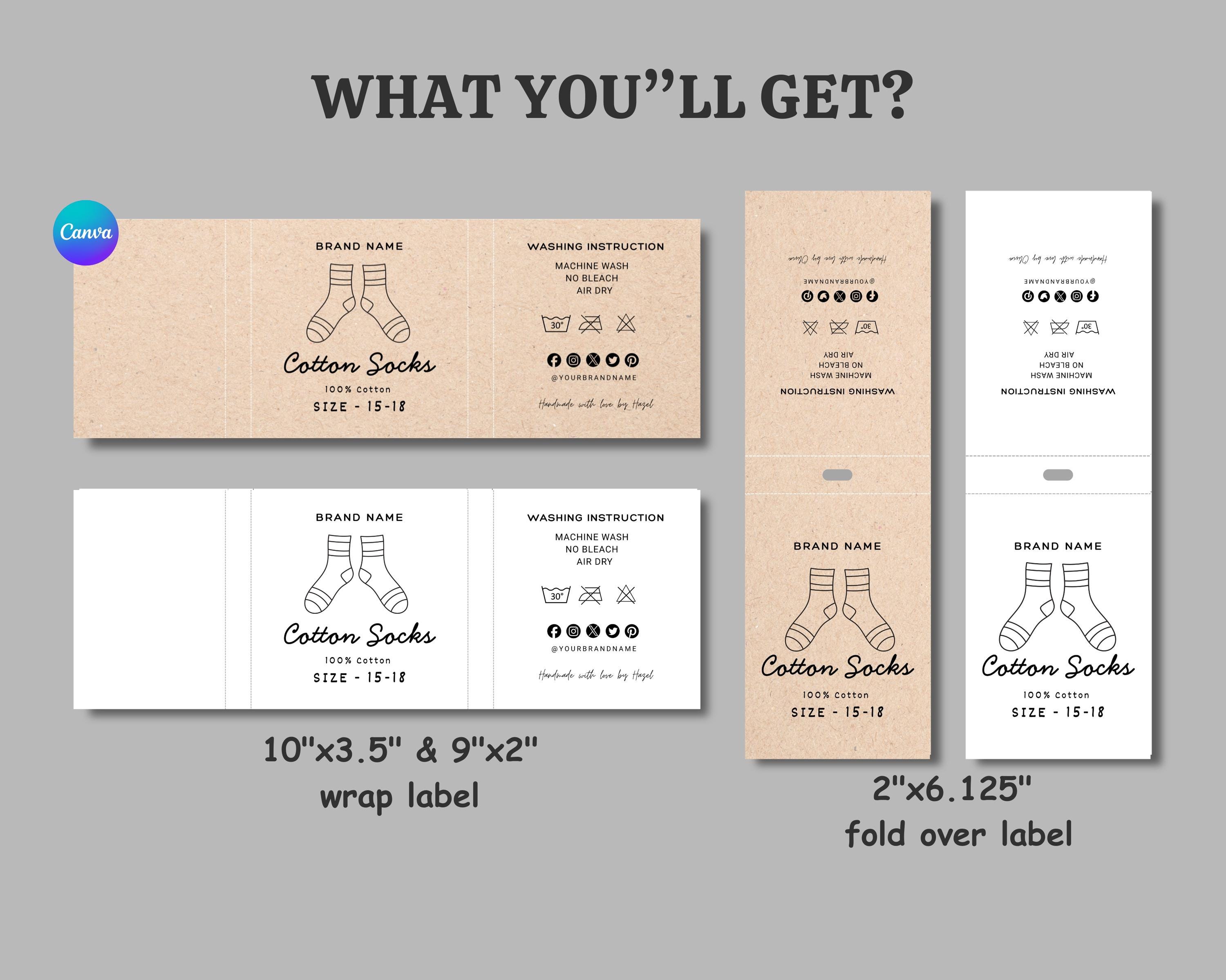 Printable Sock Wrap Labels Template, Editable Canva Socks Packaging ...