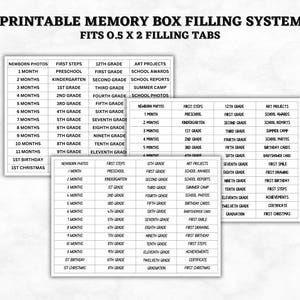 Druckbare Erinnerungsbox-Etiketten, Erinnerungsbox-Etiketten für Kinder, Erinnerungsbox, Meilenstein-Taschenetiketten, Vorlage für Schulkinder