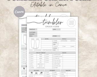 Invoice Template Editable, Small Business Custom Order Form Printable, Invoice Form, Modern Invoice, Instant Download, Canva Editable