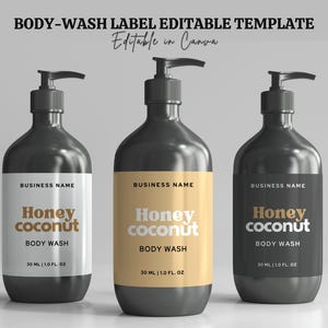 Editable Body Product Label Template | Skincare Bottle Label Design for DIY Cosmetics | Printable Cosmetic Branding Template