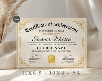 Certificate of Completion Template | Canva Editable Training Certificate | Course Certificate | Custom Beauty Makeup Certificate Download