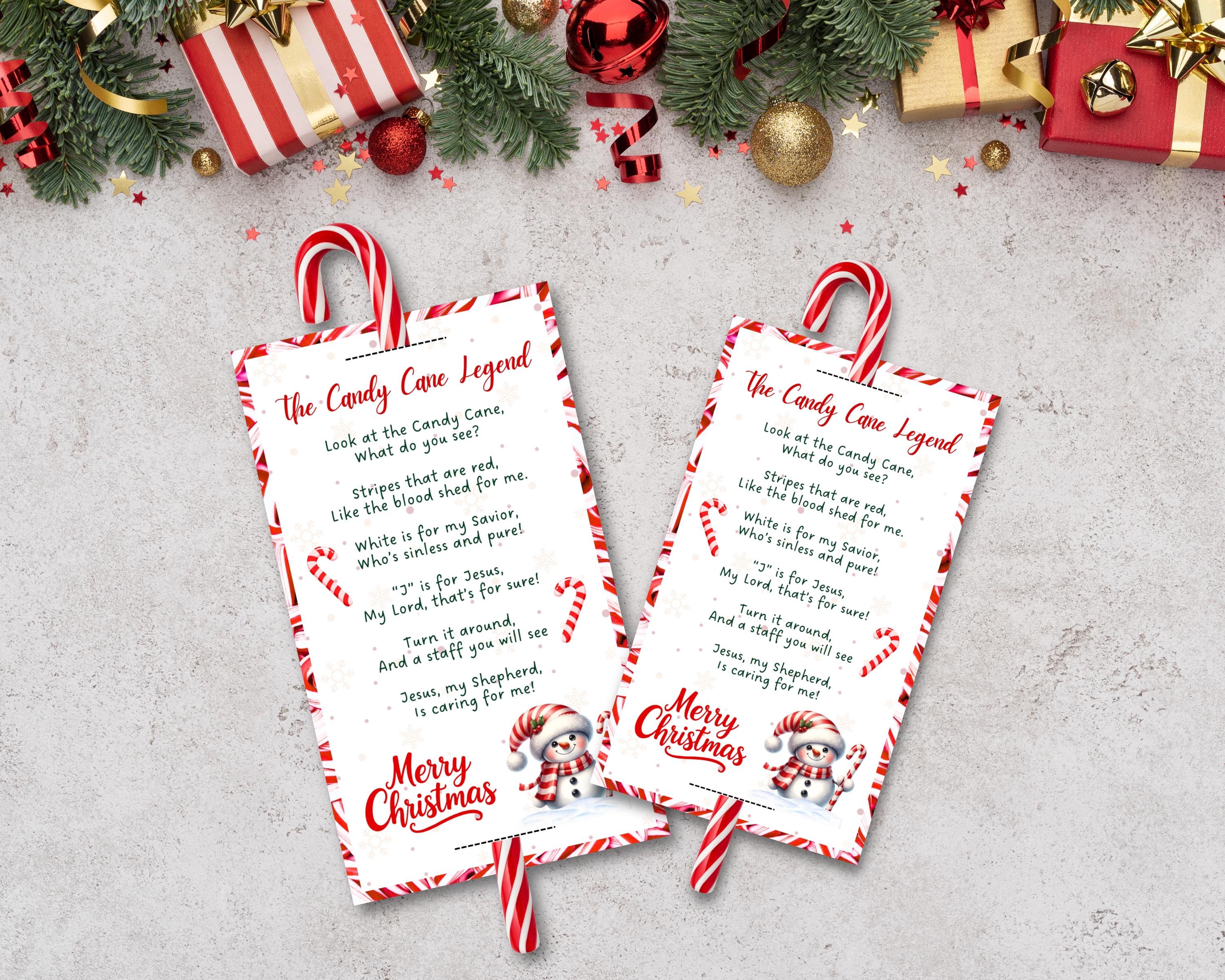 Legend of the Candy Cane Poem Card, Printable Candy Cane Tag With Jesus ...