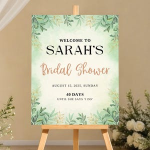 Editable Greenery Welcome Sign | Custom Bridal Shower Welcome Sign | Instant Download Welcome Sign for Any Event