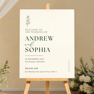 Minimalist Wedding Welcome Sign – Modern Editable Wedding Signage Template – Printable Templett Instant Download