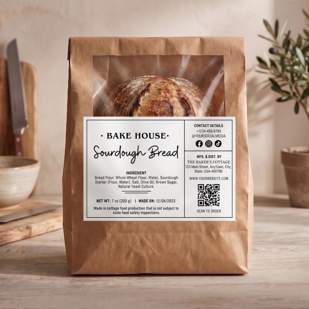 Cottage Food Label Template, Sourdough Bread Box Sticker, Micro Bakery ...