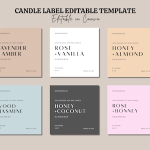 Bearbeitbares Canva Candle Label Design | Personalisierte Hausgemachte Kerze Produktetikett | Benutzerdefinierte Herbst Minimalist Verpackung für DIY Candle Business