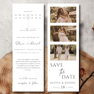 Editable Photo Strip Save the Date Template – Minimalist Photo Booth Style Wedding Save the Date – Modern Customizable Digital Invitation