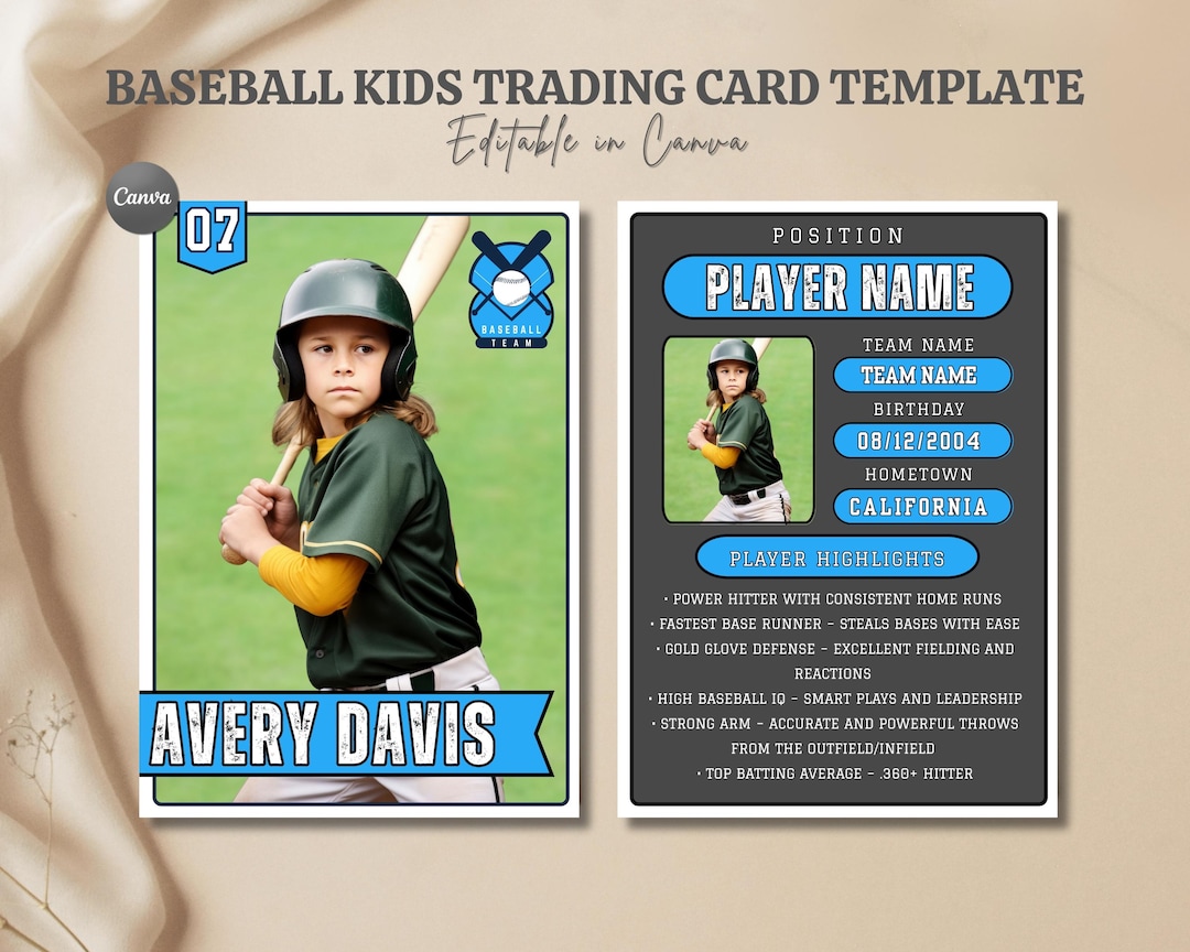 Baseball Trading Card Canva Template | Editable Double-sided Sports ...