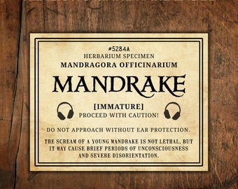 Printable Mandrake Potion Label – Wizard Herbology Sticker (Digital Download)
