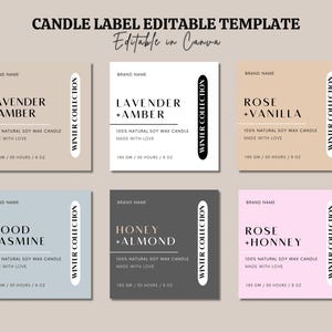 Bearbeitbares Kerzenetiketten-Bundle, moderne Kerzenetiketten-Designs, Kerze Business Bundle, benutzerdefinierte Kerzenetiketten, DIY-Kerzenaufkleber, Canva-Vorlage