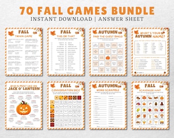 Fall Game Bundle, Autumn Trivia Games, 65 Fun Printable Games for adults and kids, Fall Games & Activities. Apple Pumpkin Games,Office Games