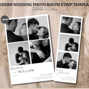 Minimalist Wedding Photo Booth Template: Editable Canva Design (2x6 & 4x6, Instant Download)