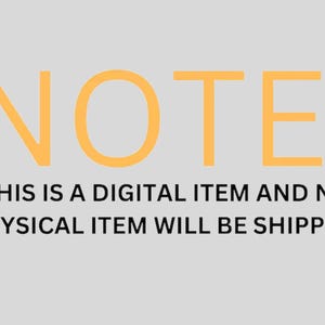 May include: A digital download notice with the text "NOTE: THIS IS A DIGITAL ITEM AND NO PHYSICAL ITEM WILL BE SHIPPED."