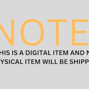 May include: A digital download notice with the text "NOTE: THIS IS A DIGITAL ITEM AND NO PHYSICAL ITEM WILL BE SHIPPED."