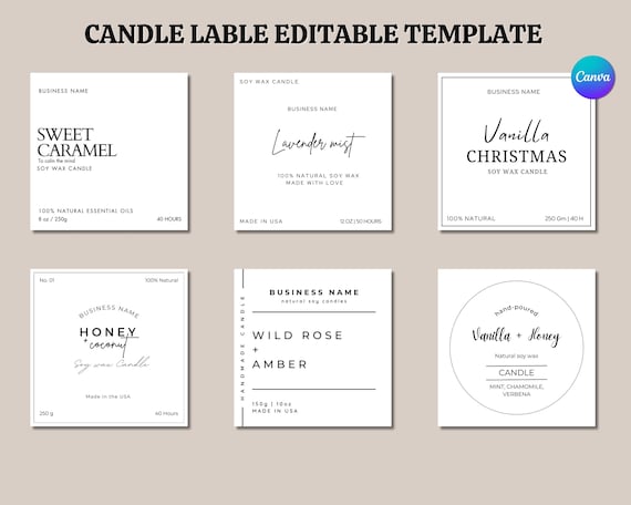 Editable Candle Label Bundle, Modern Candle Label Designs, Candle Business Bundle, Custom Candle Labels, DIY Candle Sticker, Canva Template