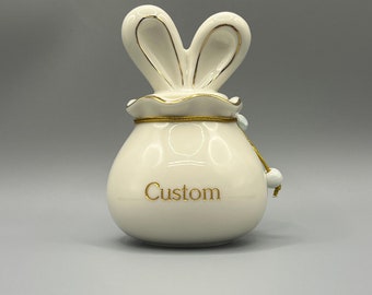 Custom Cat Ashes Can-Small Pet Urn-Rabbit Urn-Bunny Urn-With Name Cat Urn-With Name Urn- With Name Pet Urn-Ceramic Pet Cans