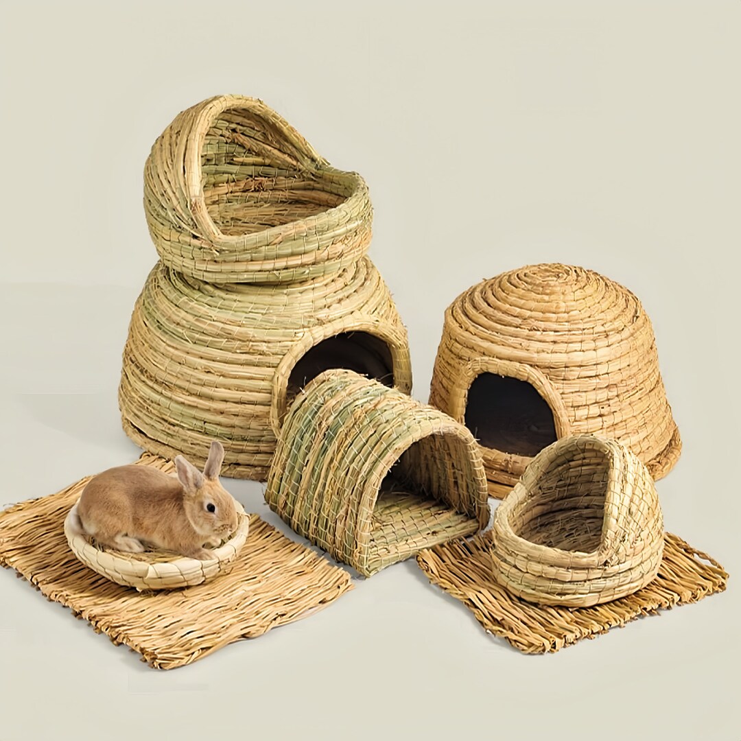 Natural Straw Woven Rabbit Nest Handmade Rabbit House Pet House Pet ...