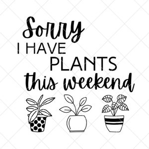 Sorry I have plants tis weekend SVG, Let love grow SVG, Plant quotes SVG, Plant lovers svg, Succulent svg, Plants svg, Plant Lady