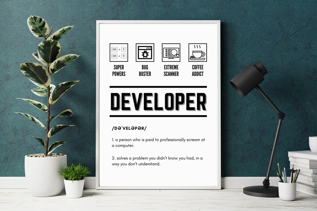 Developer Definition Wall Art Digital Print, Dictionary Artwork