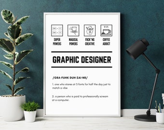 Graphic Designer Definition Wall Art Print, Digital Download