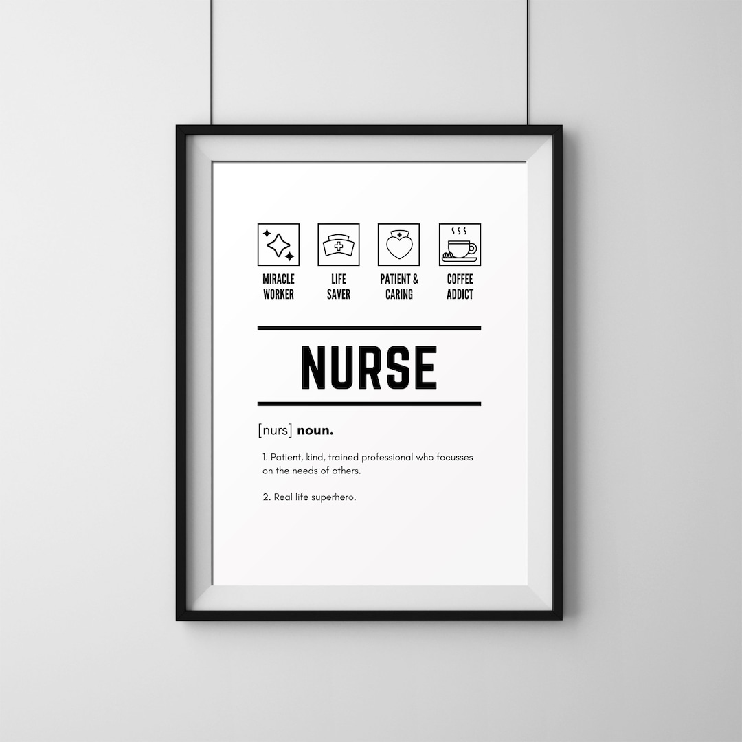 Nurse Definition Print Dictionary Artwork Printable Wall Etsy