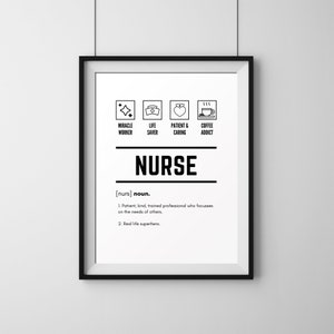 Nurse Definition Print, Dictionary Artwork, Printable Wall Art, Modern Typography Poster, Digital Download, Digital Wall Art
