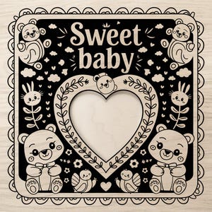 Personalisierter „Sweet Baby“-Fotorahmen – Laser-Cut-Design-DXF-Datei