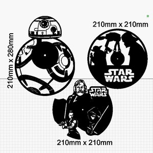 Set of 3 Star Wars SVG Clocks - Laser Cutting File
