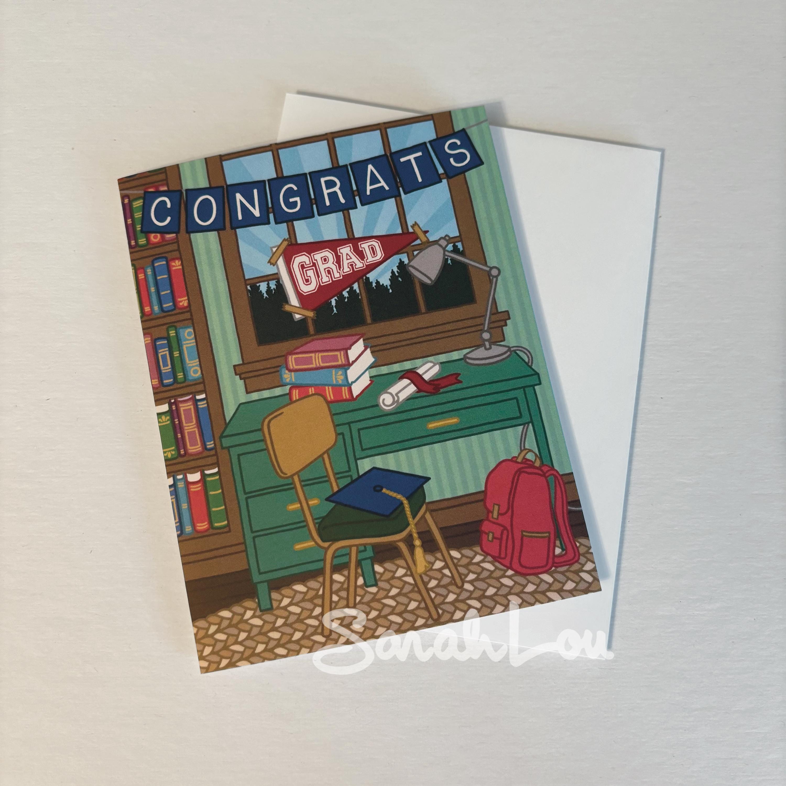 Congrats Grad Desk - Greeting Card - Etsy