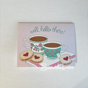 Hola, tazas de té - Tarjeta de felicitación