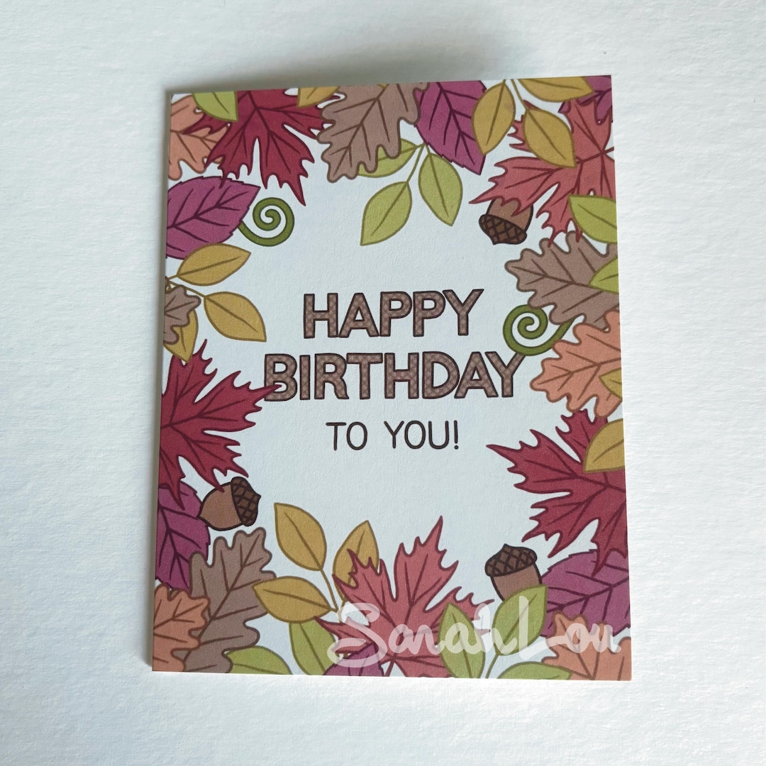 Happy Birthday Leaves - Greeting Card - Etsy