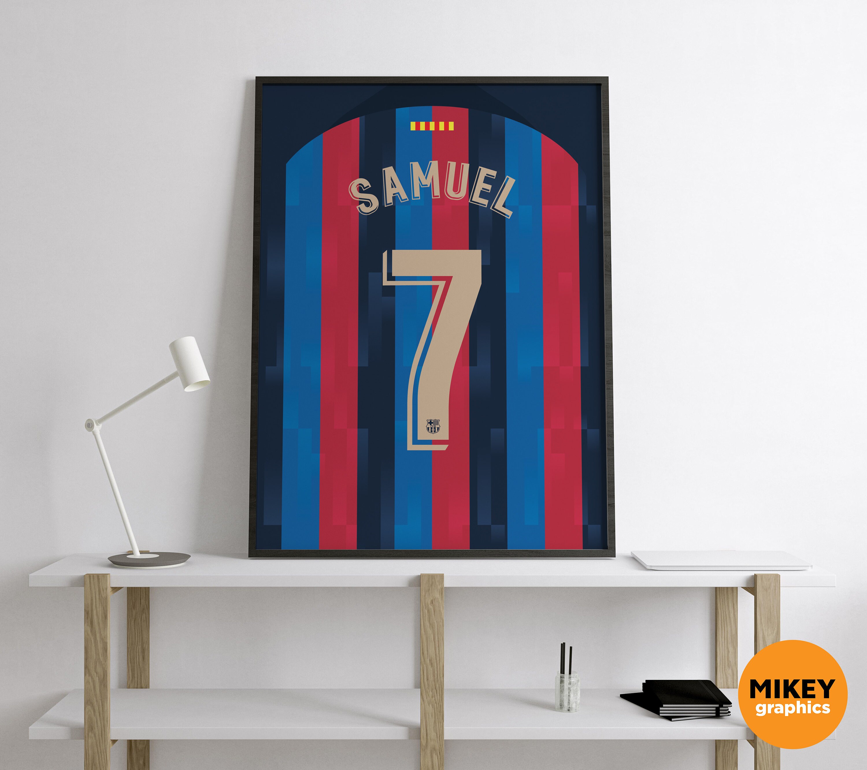 Custom Football Wall Art FC Barcelona 22/23 Home Shirt Etsy