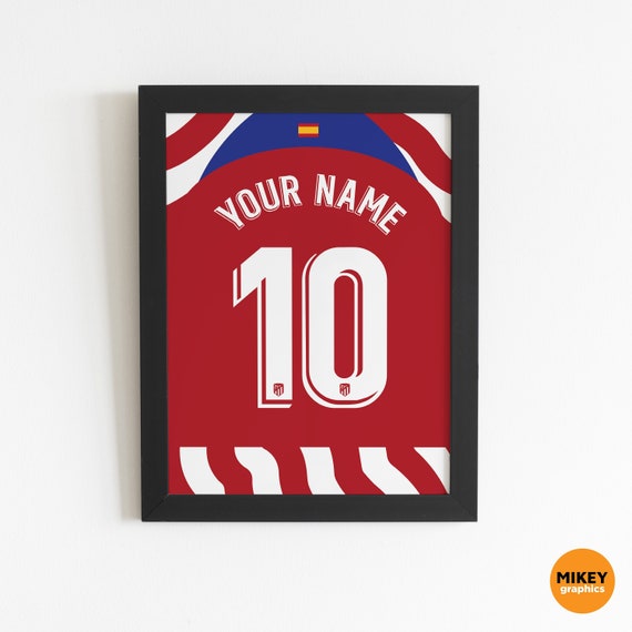 Custom Football Wall Art Atletico Madrid 22/23 Home Shirt Etsy