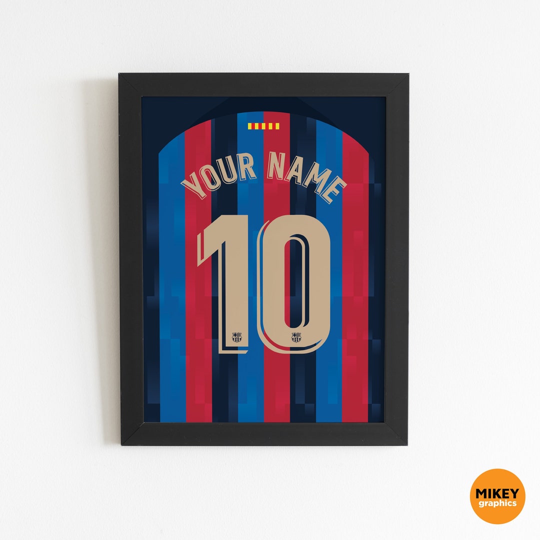 Custom Football Wall Art FC Barcelona 22/23 Home Shirt Etsy