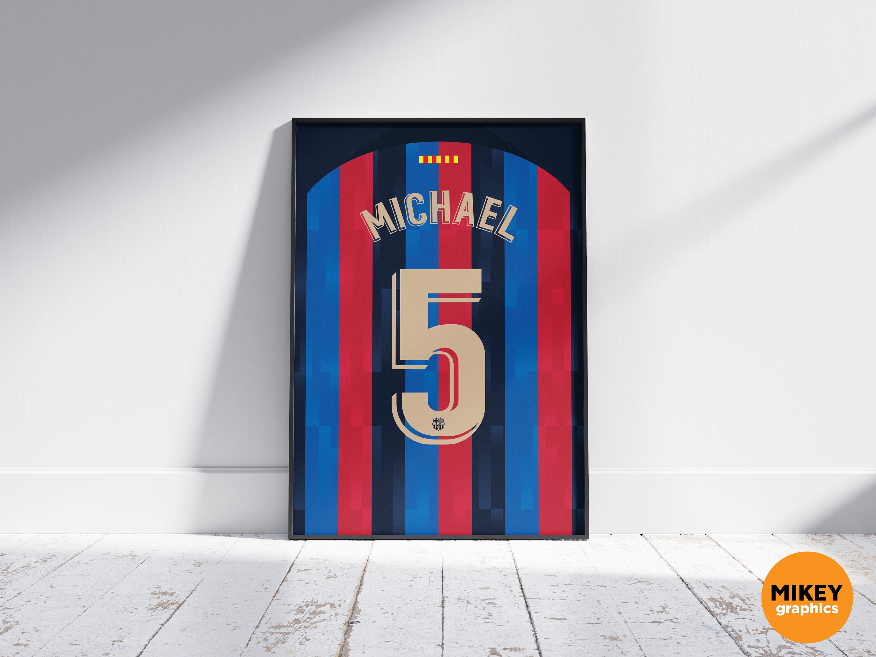Custom Football Wall Art FC Barcelona 22/23 Home Shirt Etsy
