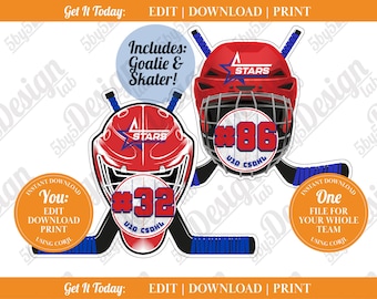 Hockey Door Sign Template Goalie and Skater Door Hanger for Hockey Tournament Digital Download