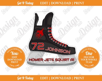 Hockey Door Sign Template Hockey Skate Door Hanger for Hockey Tournament Digital Download