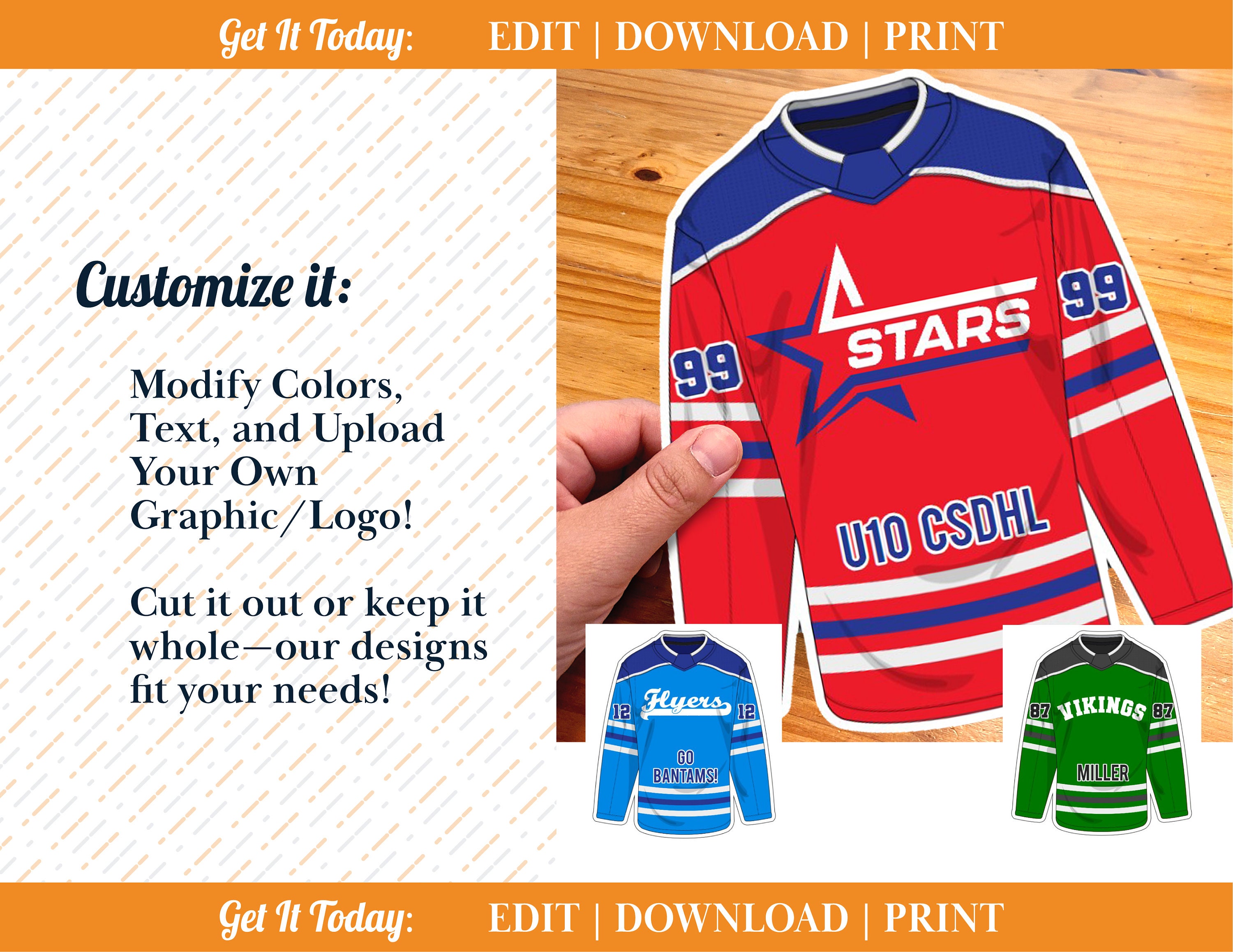 DIGITAL TEMPLATE Hockey Door Sign jersey Printable Hockey Signs