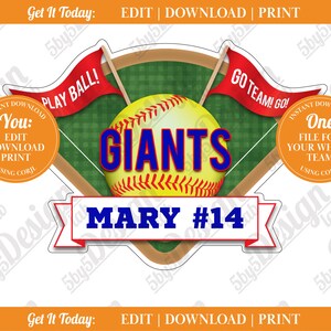 DIGITAL TEMPLATE - Softball Door Sign [Softball Field], Printable Softball Signs for Locker Room, Travel Tournaments, Room Decor, Parties