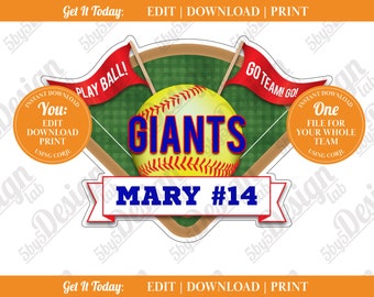 Softball Door Sign Template Softball Field Door Hanger for Softball Tournament Digital Download