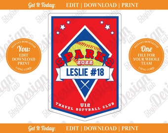 Softball Door Sign Template Softball Banner Door Hanger for Softball Travel Tournament Digital Download