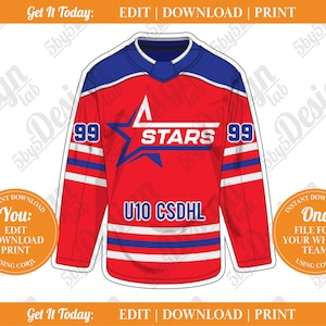 DIGITAL TEMPLATE - Hockey Door Sign [Jersey], Printable Hockey Signs for Locker Room, Travel Tournaments, Room Decor, Parties