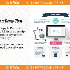 May include: An advertisement with orange and white diagonal lines. The text reads "Get It Today: EDIT | DOWNLOAD | PRINT" and "Try a Demo First: Copy & Paste the URL in the description to try before you buy! No need to download any software."