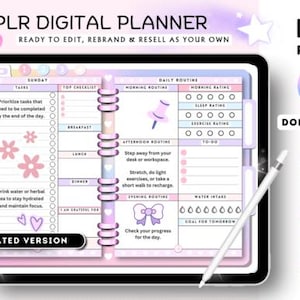 Planejador digital PLR em tons pastel – Pronto para editar, personalizar e revender