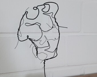 Male torso made of wire, antique torso, wire figure, man, handmade, wood