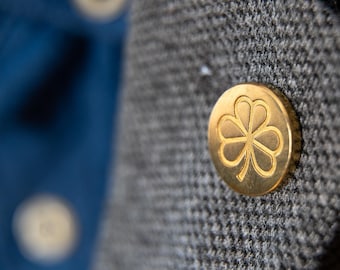 Shamrock Lapel Pin: St. Patrick's Day Brass Pin, Irish Gift