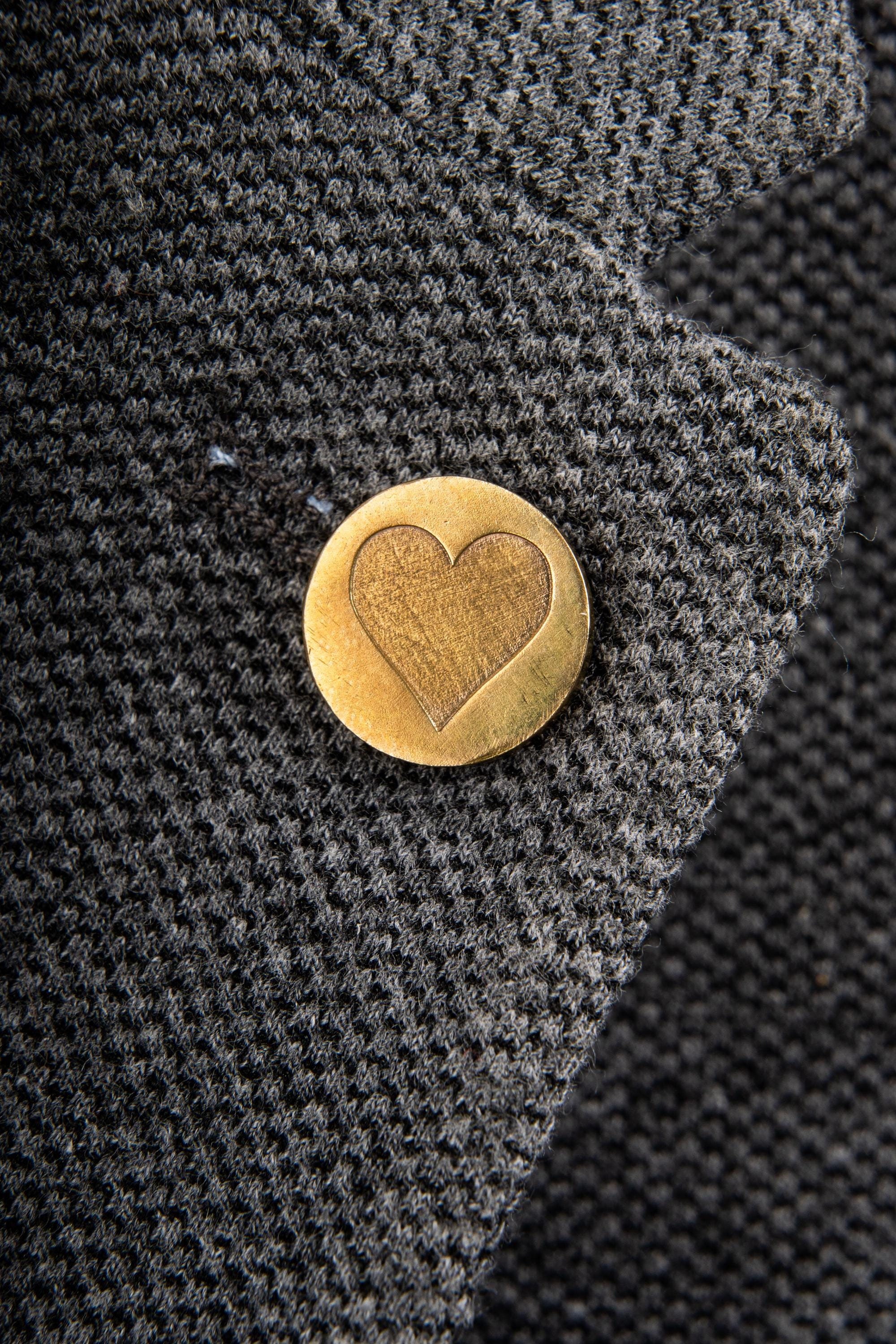 Heart Lapel Pin • Brass • Button pin • Suit accessory • Handcrafted • Made in Ireland • By MILLETTWADE