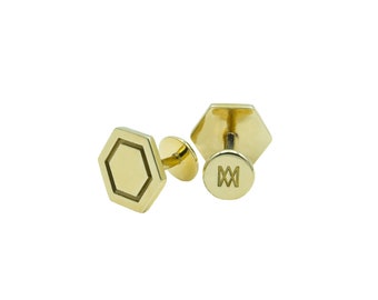 Brass Cufflinks Hexagon • Made in Ireland • Handcrafted • Gifts for him • Wedding • Groomsman • by MILLETTWADE