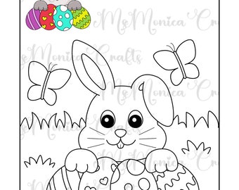 Easter Egg Printable Coloring 11 page; Easter Bunny Coloring; Spring Easter Bunny; Colorful Egg Hunt Coloring Sheet; Easter-Theme Coloring